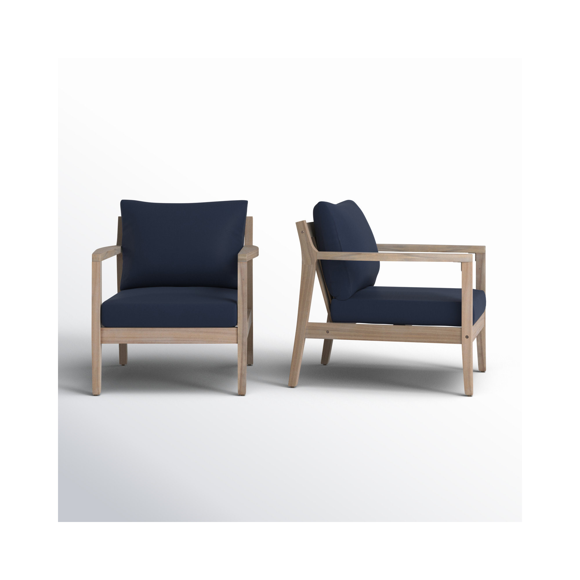 Amina Acacia Outdoor Lounge Chair, Navy Performance
