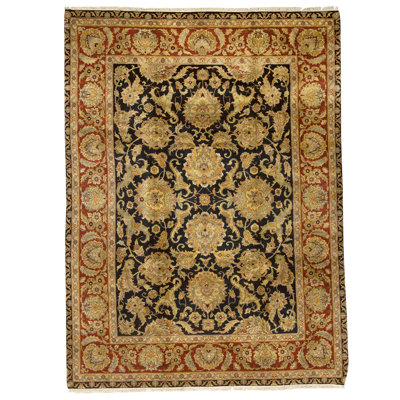 Hand Knotted Wool Oriental Area Rug in Black And Red