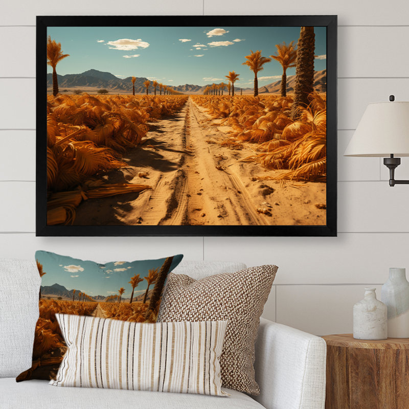 «Yellow Palm Trees Field II», reproduction sur toile, H 12 po x l 20 po x P 1 po, Cadre photo noir
