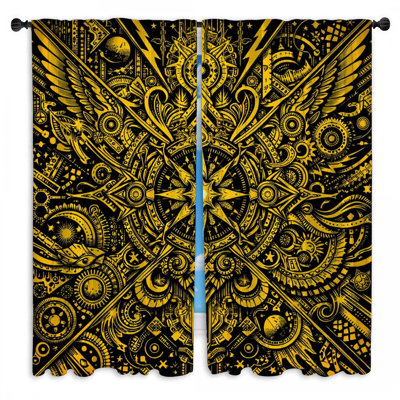 Rideaux de fenêtre mandala complexes obscurcissant et obscurcissant - 2 panneaux