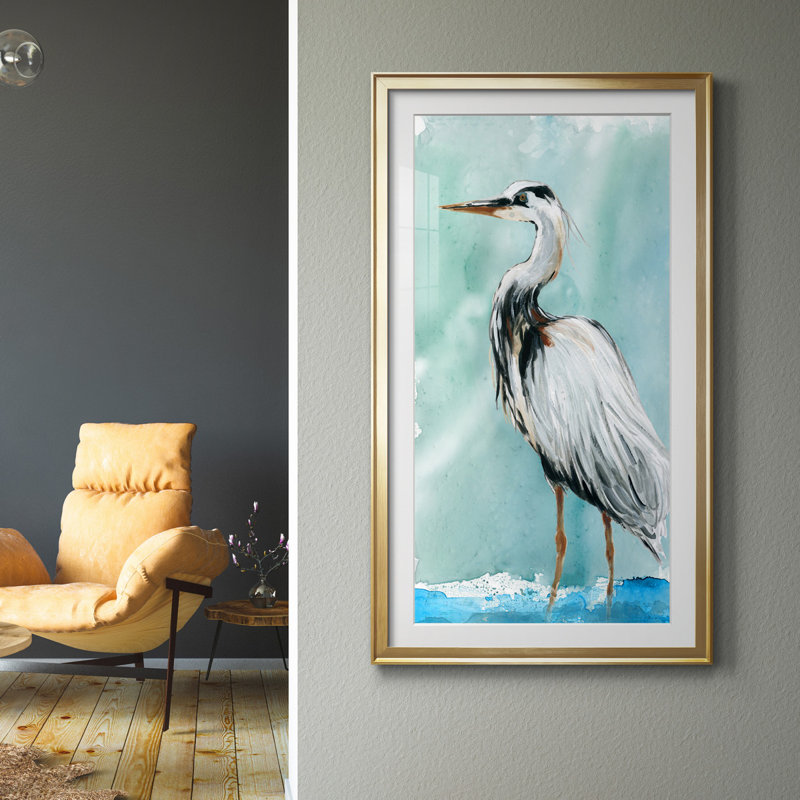 " Delray Crane II ", Gold, 14.5" H x 26.5" W x 1.5" D
