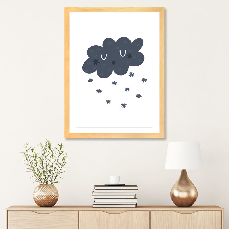 Bleu marine - impression, Papier avec cadre beige, Blanc, H 32 po x l 24 po x P 1 po
