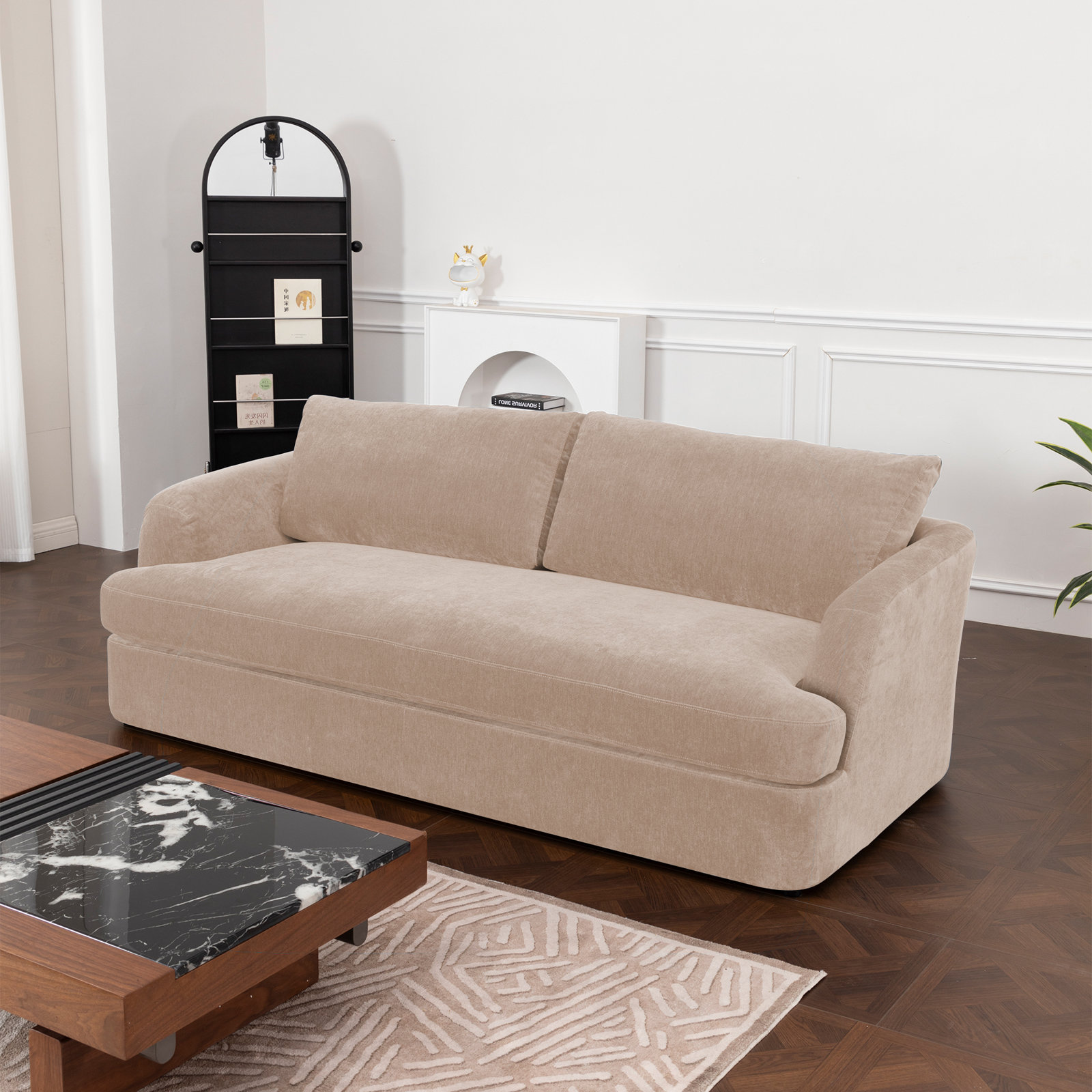 Alameda 86" Velvet Sofa, Sandstone Velvet