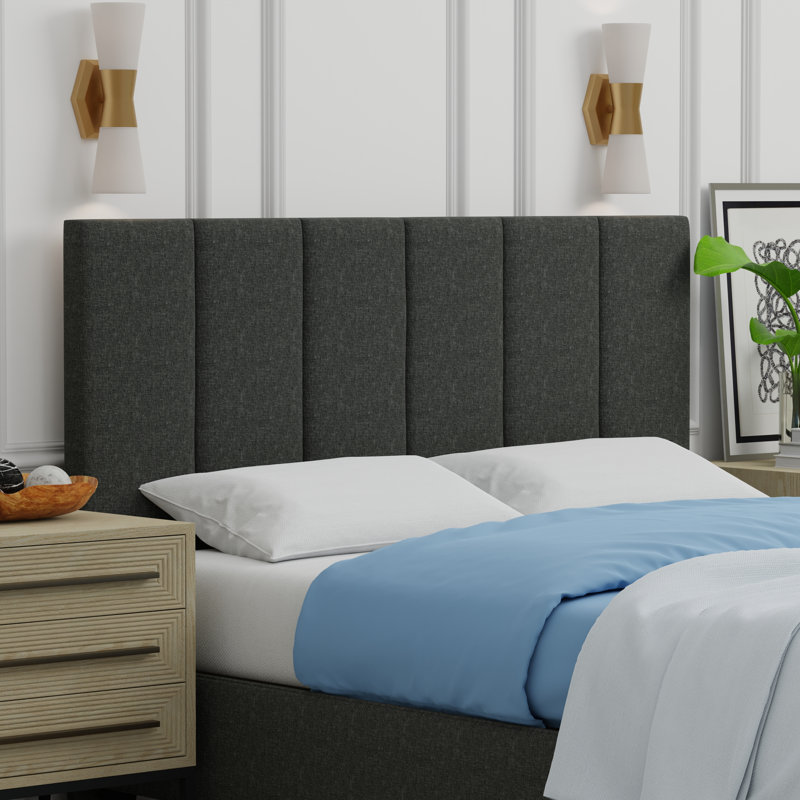 Avag Upholstered Panel Headboard, Dark Gray, Queen