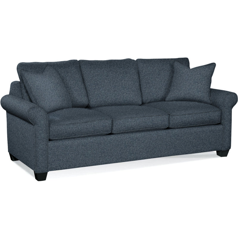 Park Lane Upholstered 81'' Sofa, Black Finish, Basic Blue; 0317-63