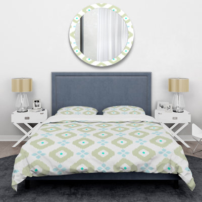 Blue Flower Ikat Polyester Ikat Duvet Cover