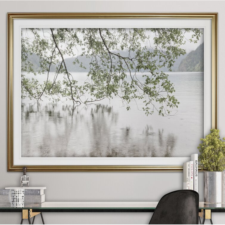 'Lake Crescent Rainy Day' Framed Acrylic Painting Print