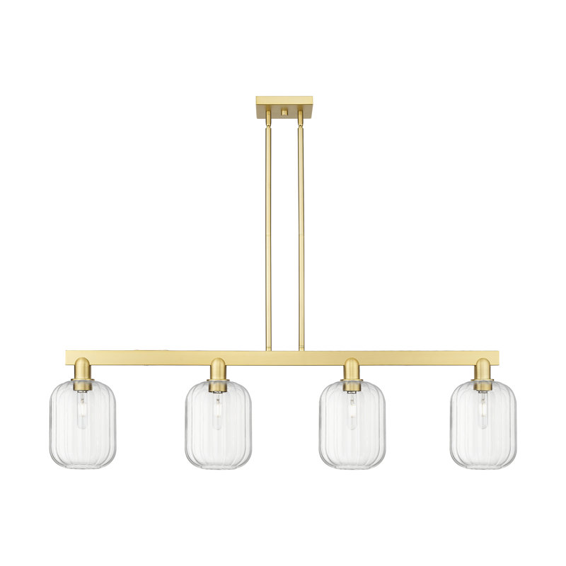 Luminaire suspendu pour îlot 4 lumières Hailsham, Clair, Chrome poli