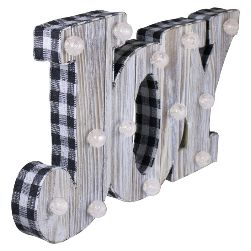Décoration de Noël illuminée 3D en bois «JOY» - 14 po