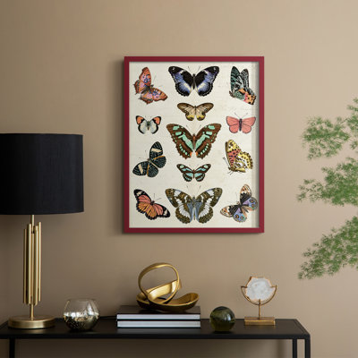 «Flutterbys I», reproduction encadrée - bois massif