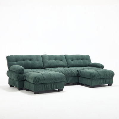 Spacious Deep Seat Sectionals, Wood Frame Modern U Shaped Sofa For Home