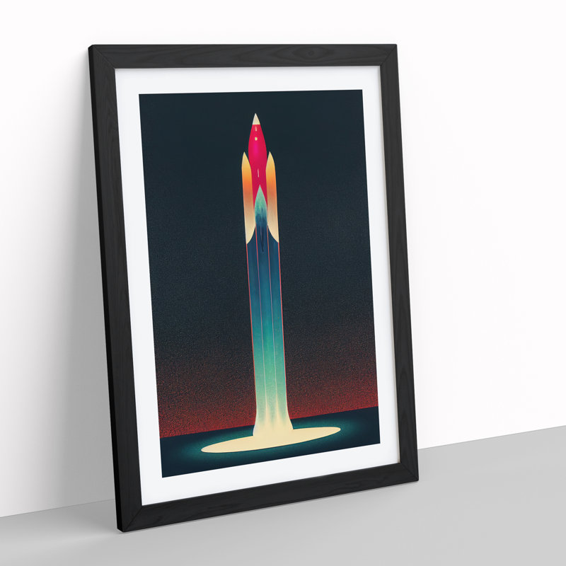 The Grand Spaceship Rocket - Single Picture Frame Print, 46cm H x 34cm W x 2cm D, Black Framed