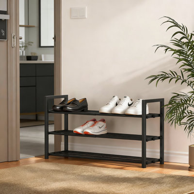 Organisateur de chaussures extensible, étagère à chaussures robuste en métal à 3 niveaux avec largeur réglable, rangement autoportant pour vestibule, placard, dortoir, peut contenir 6 à 12 paires de chaussures