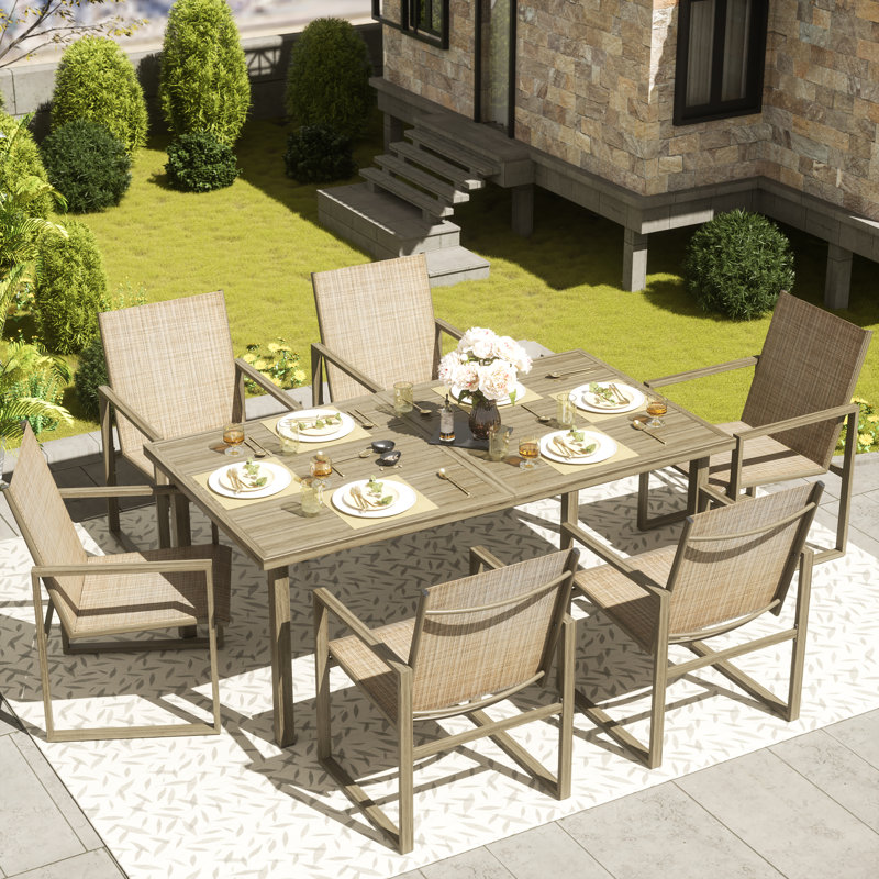 Takeia 7-Piece Rectangular Metal Dining Set
