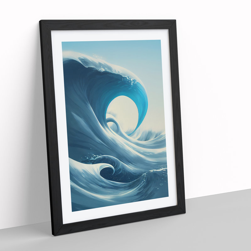 Crashing Ocean Waves - Single Picture Frame Print, Black Framed, 64cm H x 46cm W x 2cm D