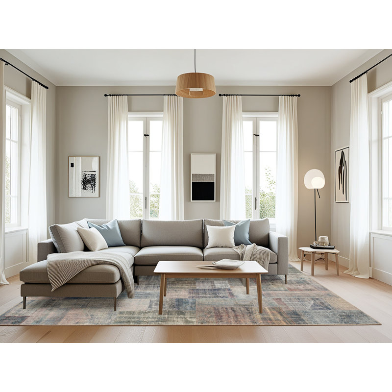 Tapis gris/noir/brun zone contemporaine, Rectangle 8 pi x 12 pi