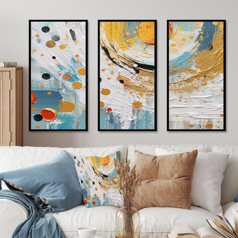 Combinaison d'art abstrait bleu sarcelle Combat III - formes abstraites, Cadre flottant noir, H 40 po x l 60 po x P 1 po