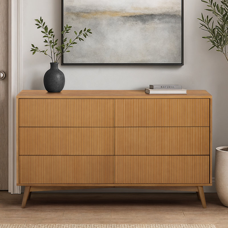 Commode 6 tiroirs Tremolo, Naturel