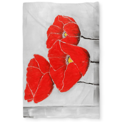 Three Poppies - Floral Industrial Duvet Cover for Home Decor