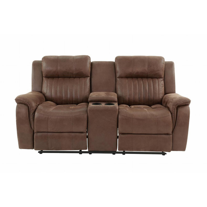 Kindra 73'' Faux Leather Loveseat, Brown Faux Leather, Manual