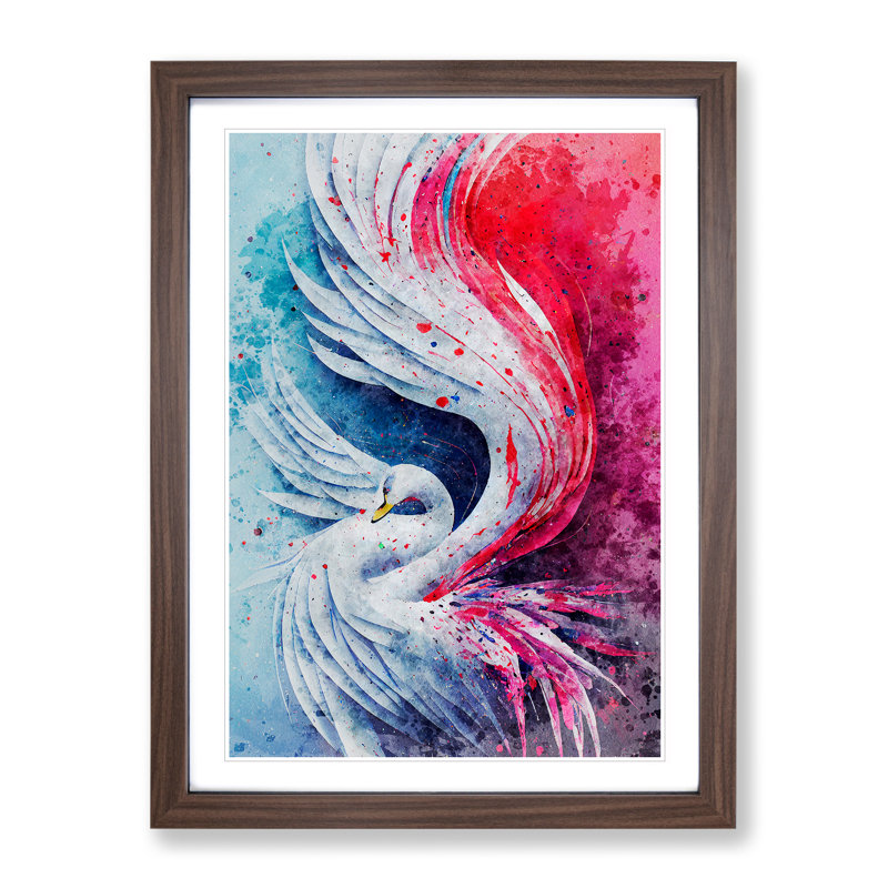 Mesmerizing Swan Abstract - Framed Print, 64cm H x 46cm W, Brown