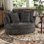 Fauteuil demi-tonneau avec housse 54,9 ", fauteuil surdimensionné moderne avec 5 coussins