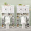 Armoire de rangement au-dessus de la toilette, organisateur de salle de bain de ferme avec 3 portes de grange et tablette de rangement réglable