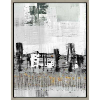 Paysage urbain abstrait en gris et noir - Art mural sur toile encadrée