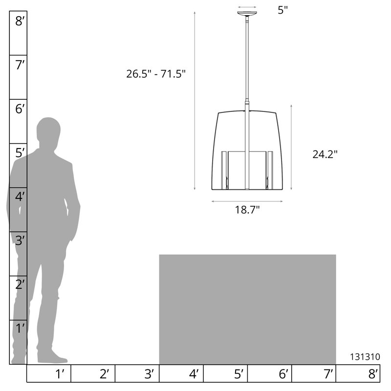 Arc 4 - Light Lantern Rectangle Chandelier, Sterling