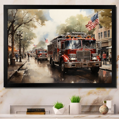 Fire Truck II - Fireman Canvas Wall Art