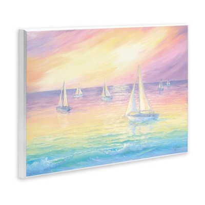Art mural prismatique arc-en-ciel aux couleurs de la mer, design par Georgia Janisse
