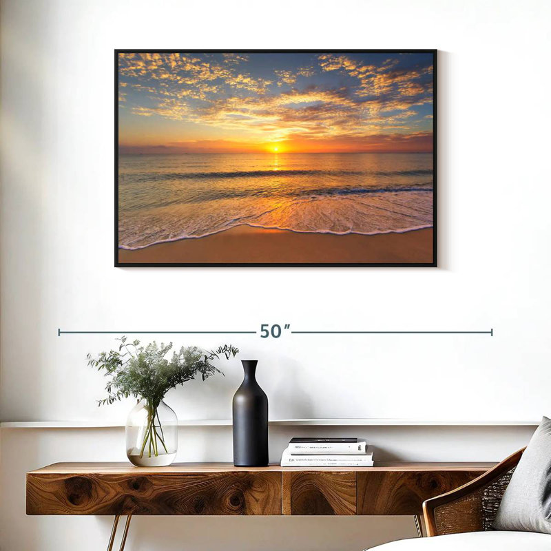 Vue apaisante sur l'océan, Cadre flottant noir, 37 po x 25 po