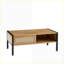 Table basse en rotin naturel avec porte coulissante et pieds en métal pour le salon, rangement peu encombrant