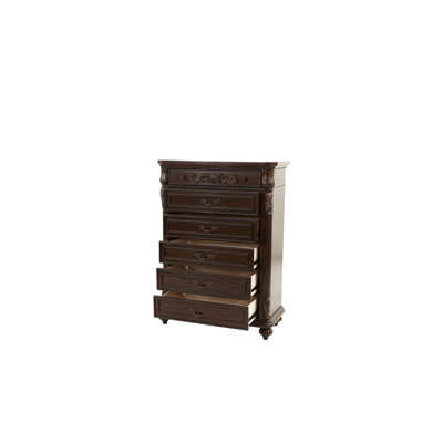Antique Cherry / Antique Walnut Wooden 1pc Chest Of Drawers Storage Bedroom Furniture Unique Design