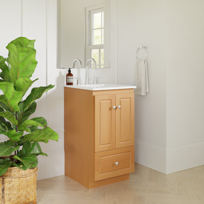 Ultraline 18 in. W x 21 in. D x 34.5 in. H Bath Vanity Cabinet without Top in Natural Alder