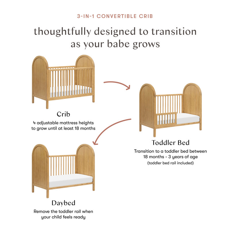 Bondi Cane 3-in-1 Convertible Crib, Honey