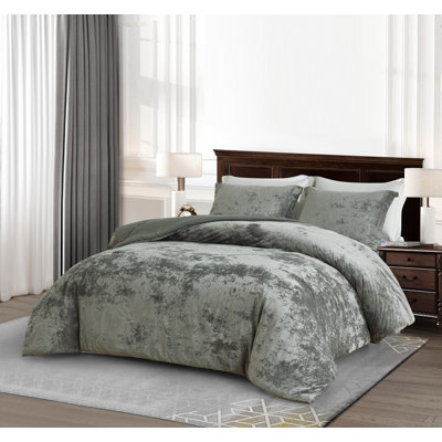 Lux Distressed Velvet Reversible Comforter Set