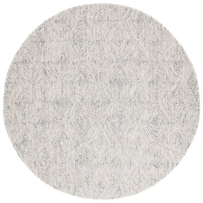 Koben Ebony Hand Tufted Wool/Cotton Geometric Rug in Navy/Ivory