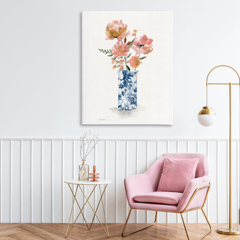Toile à fleurs chinoises chinoises, design par Carol Robinson, H 30 po x l 24 po