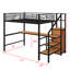 Lit mezzanine double avec bureau et escalier de rangement, lit mezzanine en métal avec lumières DEL et petite armoire-667526190
