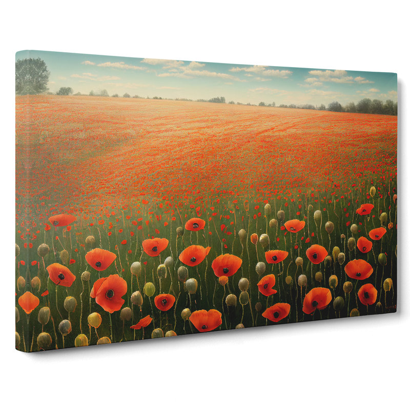 Iconic Poppy Field Flowers - Wrapped Canvas, 50cm H x 76cm W x 3cm D