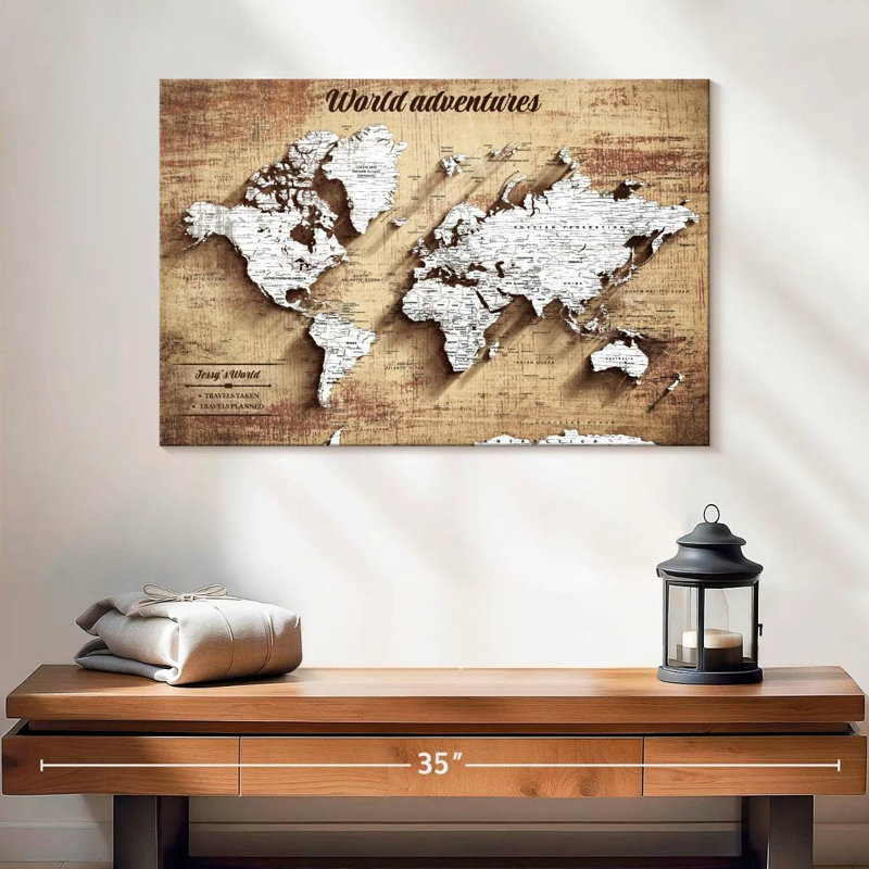 Personalized World Adventures I Push Pin World Milstead, 16" H x 24" W, Yes