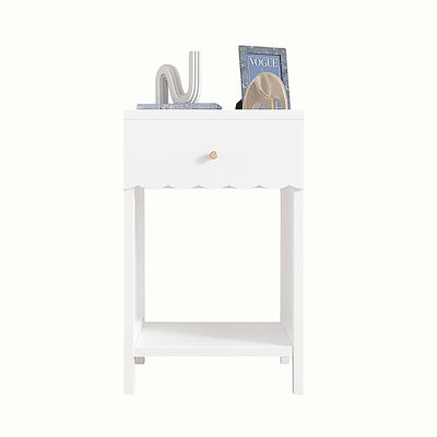 Modern Nightstand with Drawer and Open Shelf, Minimalist Side Table
