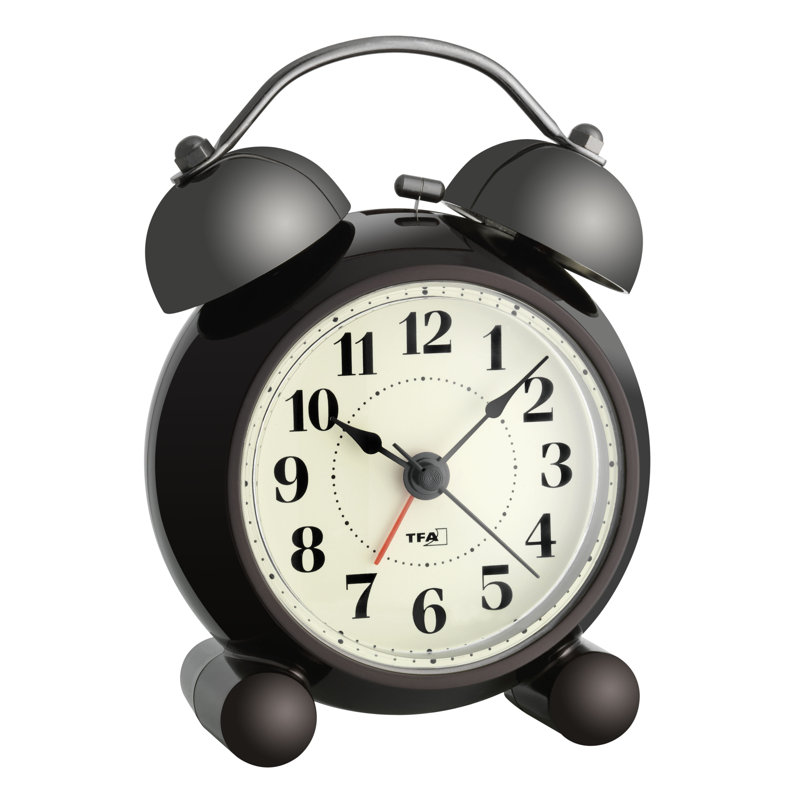 Analogue Metal Quartz Movement / Crystal Alarm Tabletop Clock in Black