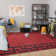 Lexi Red Geometric Border Area Rug - Vibrant Rug with Bold Black Frame