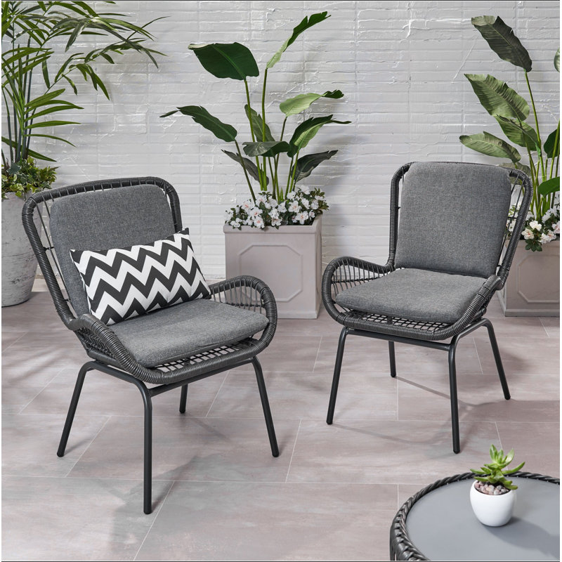 Mccaskill Patio Chair With Cushions (Set Of 2), Gray