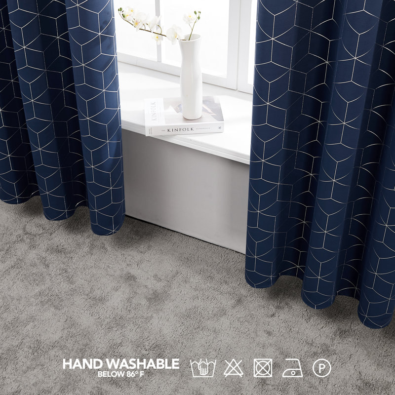 Bost Room Darkening Thermal Curtains, Width 168 x Drop 138 cm, Navy Blue