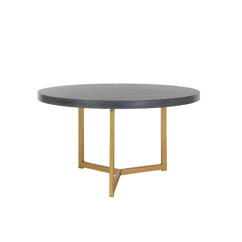 Table de salle à manger à tréteaux Valley, Feuille d’or, Noir, noir, noir, noir