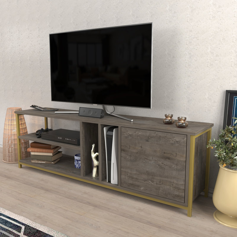 Marque TV Stand for TVs up to 70", Gold/Dark Oak