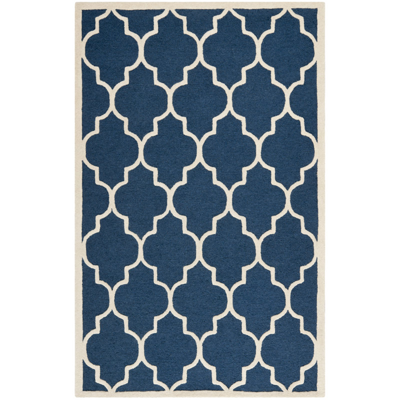 Rotteck Geometric Wool Hand Woven Area Rug, Rectangle 91 x 152cm